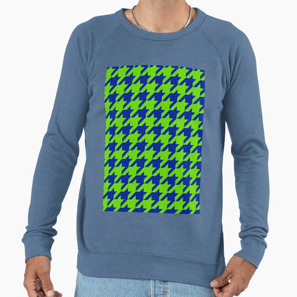 Green Blue Houndstooth Check Sweatshirt - Minimalist Print Men Women - T-Shirt, Sweatshirt, Hoodie