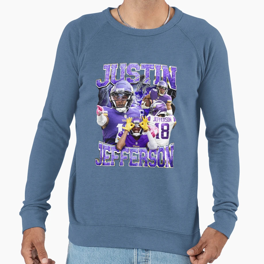 Justins Jeffersons Football Player Sweatshirt - Novelty Apparel Unisex - T-Shirt, Sweatshirt, Hoodie