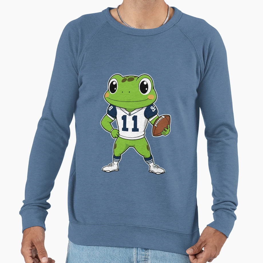 Frog Playing Football Sweatshirt - Graphic Print Men Women - T-Shirt, Sweatshirt, Hoodie