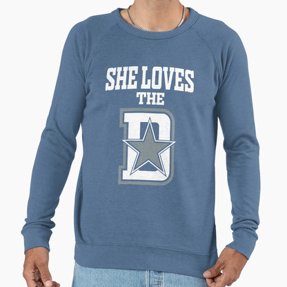 Funny She Loves Dallas D Pro Sweatshirt - Minimalist Print for Adults - T-Shirt, Sweatshirt, Hoodie