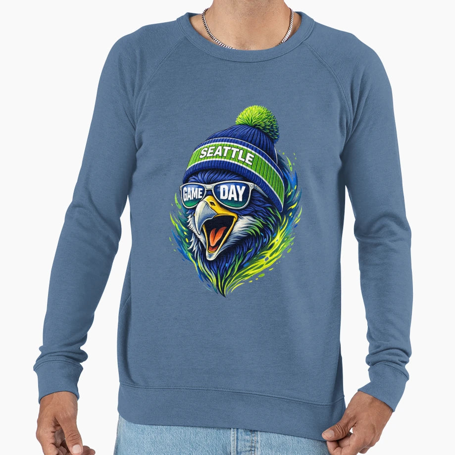 Seattle Game Day Hawk Beanie Sweatshirt - Custom Art Print for Adults - T-Shirt, Sweatshirt, Hoodie