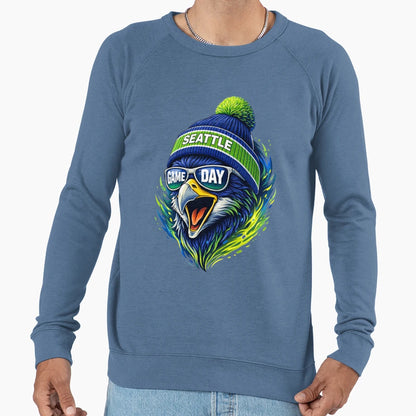 Seattle Game Day Hawk Beanie Sweatshirt - Custom Art Print for Adults - T-Shirt, Sweatshirt, Hoodie