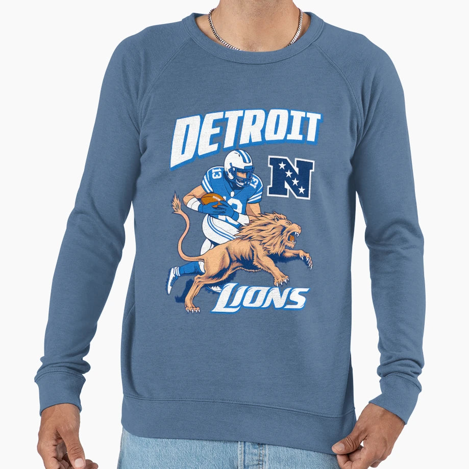 Motor City Might Detroit Lions Sweatshirt - Minimalist Print for Adults - T-Shirt, Sweatshirt, Hoodie