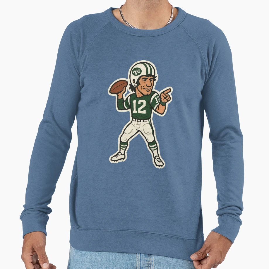 Gridiron Greats Cartoon Tribute Joe Sweatshirt - Unique Graphic for Adults - T-Shirt, Sweatshirt, Hoodie