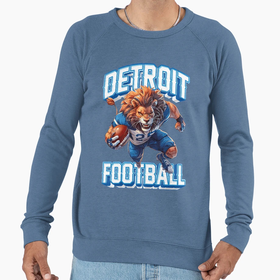 Detroit Football Fierce Lion Sweatshirt - Custom Art Print Men Women - T-Shirt, Sweatshirt, Hoodie