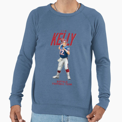 Jim Kelly 12 Buffalo Football Team Sweatshirt - Novelty Apparel for Adults - T-Shirt, Sweatshirt, Hoodie