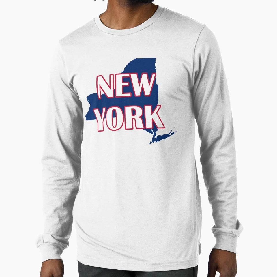 New York State Map Shape Usa Red Blue T-Shirt - Streetwear Style Men Women - T-Shirt, Sweatshirt, Hoodie