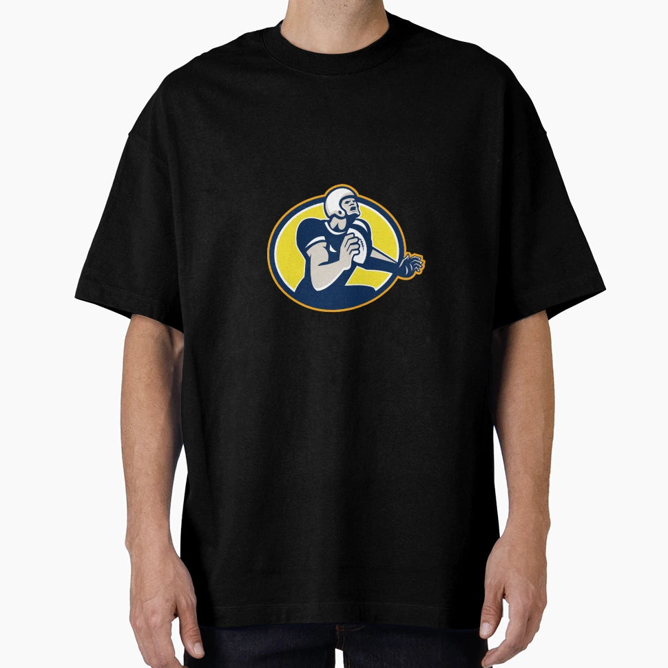 American Football Quarterback Oval T-Shirt - Custom Art Print Men Women - T-Shirt, Sweatshirt, Hoodie