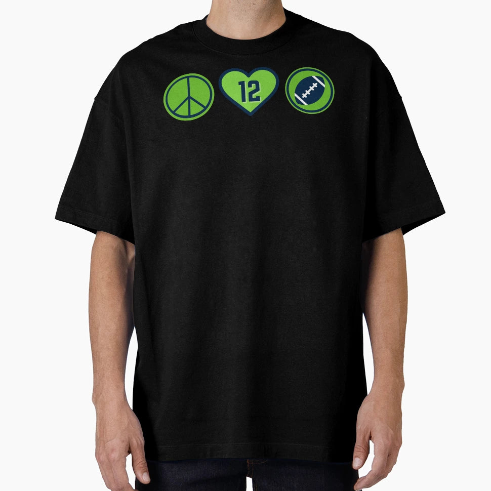 Peace Love Football Seahawks T-Shirt - Casual Everyday Wear Unisex - T-Shirt, Sweatshirt, Hoodie