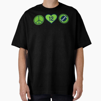 Peace Love Football Seahawks T-Shirt - Casual Everyday Wear Unisex - T-Shirt, Sweatshirt, Hoodie