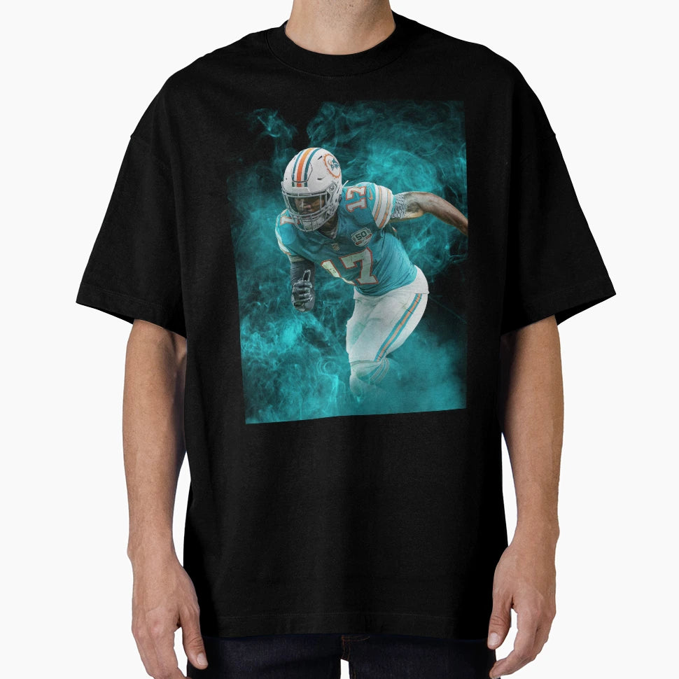 Jaylen Waddle Miami Sports Art T-Shirt - Custom Art Print Men Women - T-Shirt, Sweatshirt, Hoodie