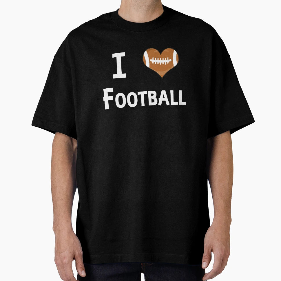 I Love Football Heart Ball Fan Designs T-Shirt - Aesthetic Graphic Unisex - T-Shirt, Sweatshirt, Hoodie