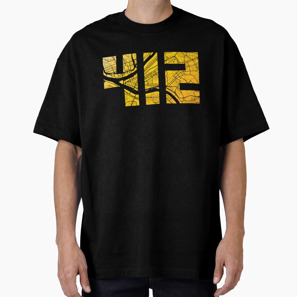 Pittsburgh 412 Map T-Shirt - Custom Art Print for Adults - T-Shirt, Sweatshirt, Hoodie