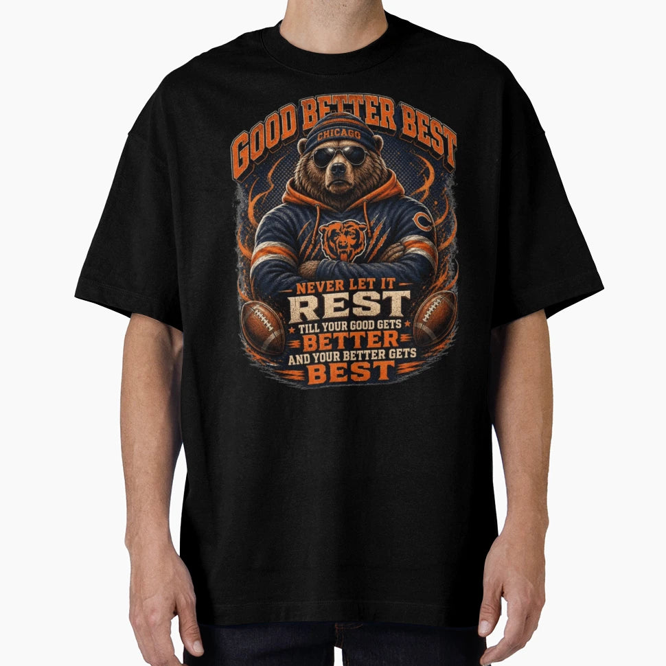 Chicago Football Bear Motivational T-Shirt - Unique Graphic Men Women - T-Shirt, Sweatshirt, Hoodie