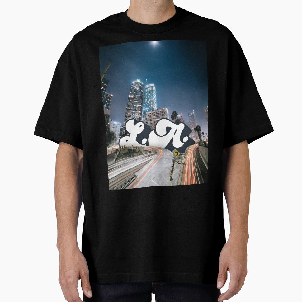 Los Angeles Glow City Streets After Dark T-Shirt - Minimalist Print Unisex - T-Shirt, Sweatshirt, Hoodie