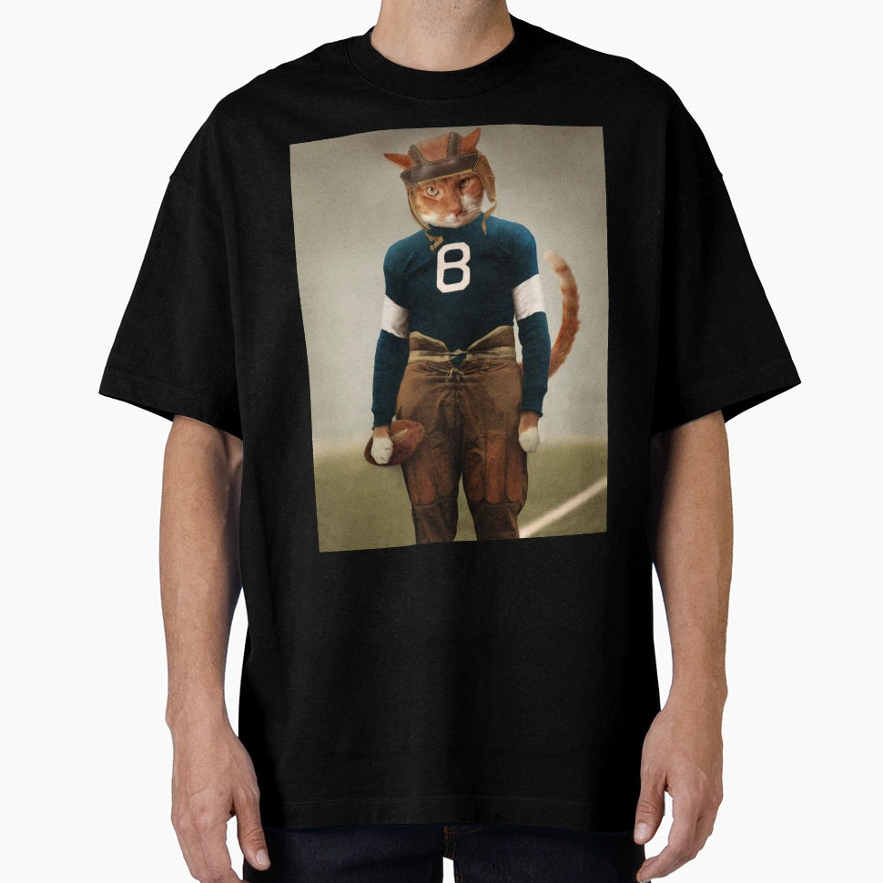 Quarterback Beans Football Cat T-Shirt - Custom Art Print Unisex - T-Shirt, Sweatshirt, Hoodie