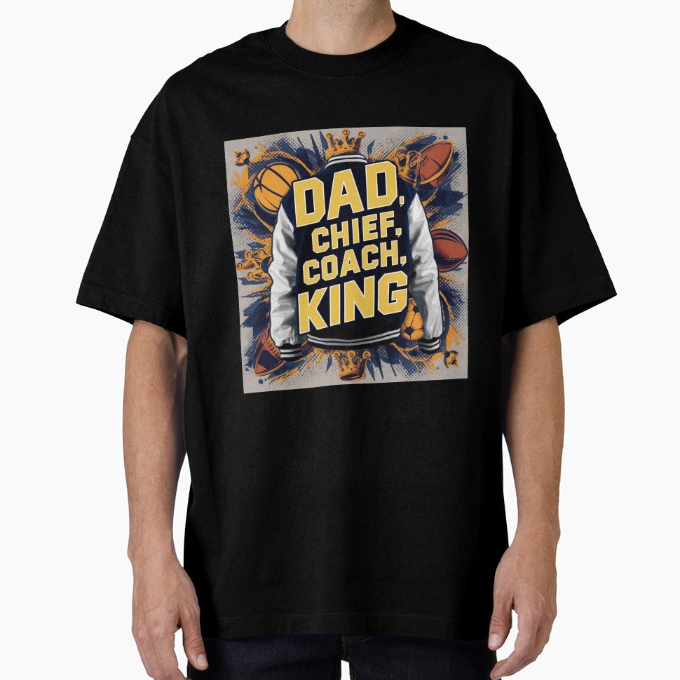 Dad Chief Coach King Collegiate T-Shirt - Novelty Apparel Men Women - T-Shirt, Sweatshirt, Hoodie