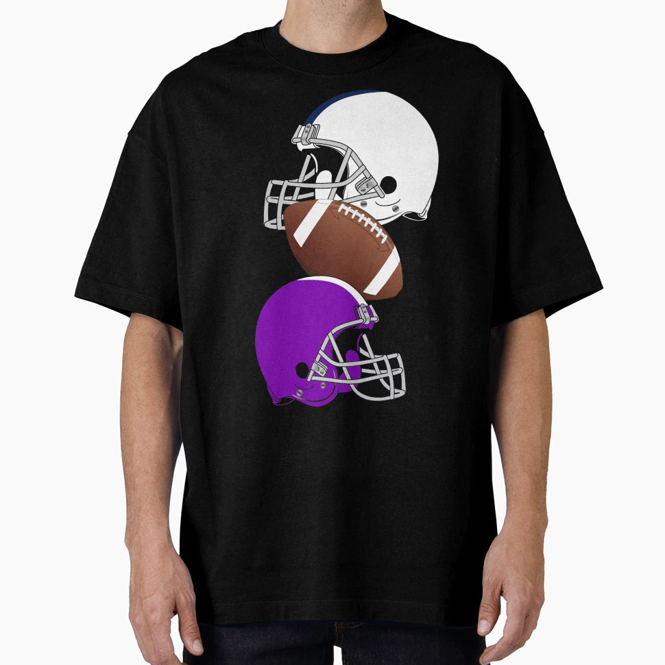 Footballs And Helmets Pattern T-Shirt - Custom Art Print Unisex - T-Shirt, Sweatshirt, Hoodie