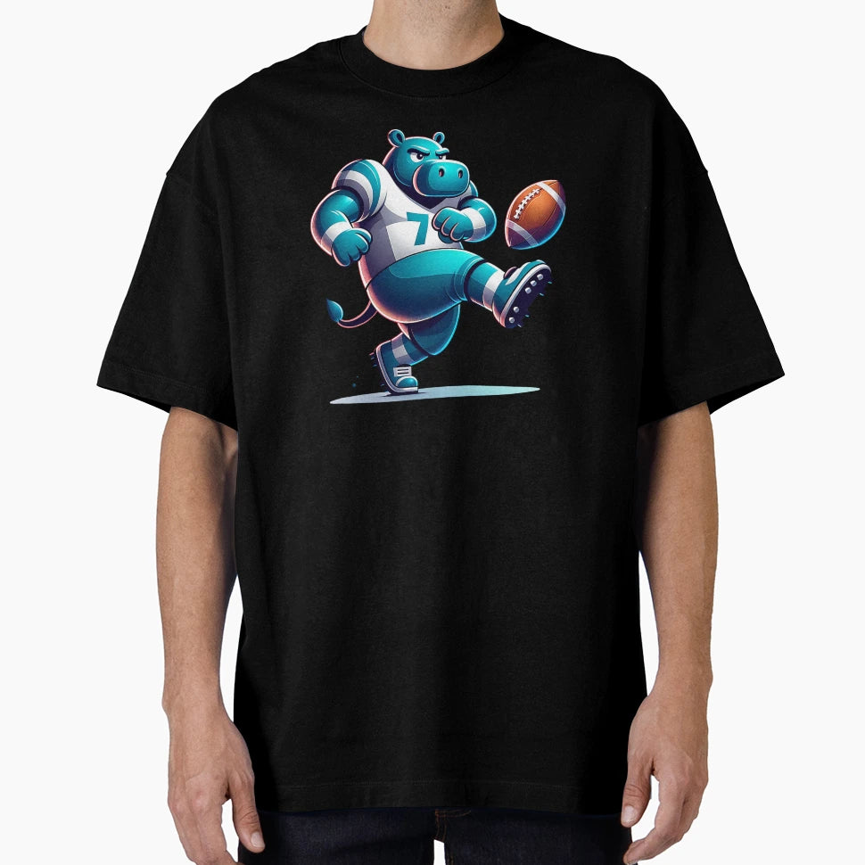Hip Hop Hippo Kickin It American Football T-Shirt - Minimalist Print Unisex - T-Shirt, Sweatshirt, Hoodie