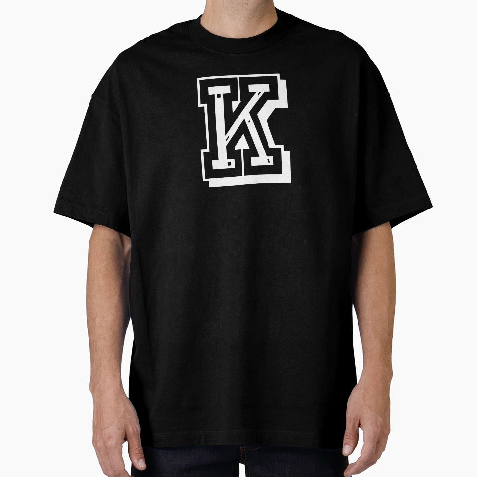 K Letter College Script University T-Shirt - Unique Graphic for Adults - T-Shirt, Sweatshirt, Hoodie