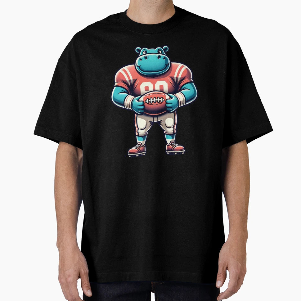 Surreal Gridiron Hippo American T-Shirt - Novelty Apparel for Adults - T-Shirt, Sweatshirt, Hoodie