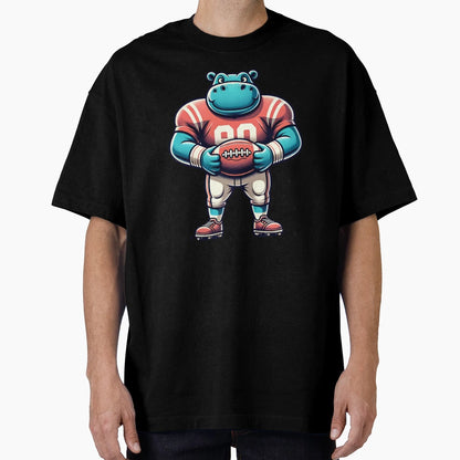 Surreal Gridiron Hippo American T-Shirt - Novelty Apparel for Adults - T-Shirt, Sweatshirt, Hoodie
