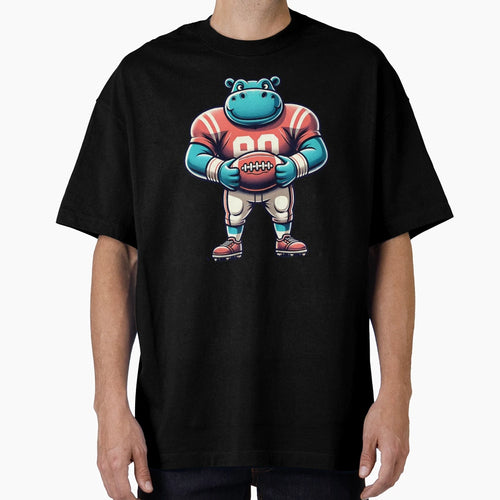 Surreal Gridiron Hippo American T-Shirt - Novelty Apparel for Adults - T-Shirt, Sweatshirt, Hoodie