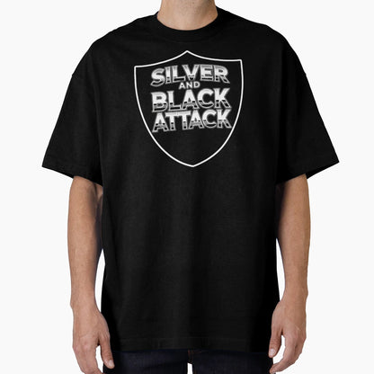 Copy Silver And Black Attack Shield T-Shirt - Aesthetic Graphic for Adults - T-Shirt, Sweatshirt, Hoodie