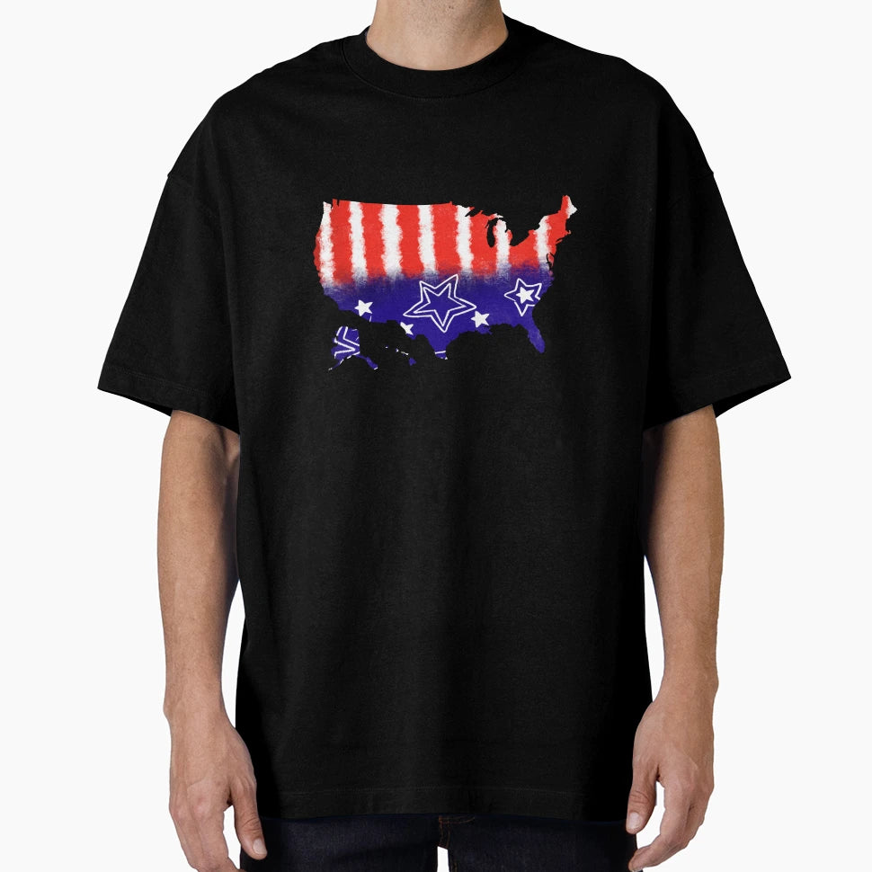Red White And Blue Glory Usa Map T-Shirt - Fun Novelty Design for Adults - T-Shirt, Sweatshirt, Hoodie