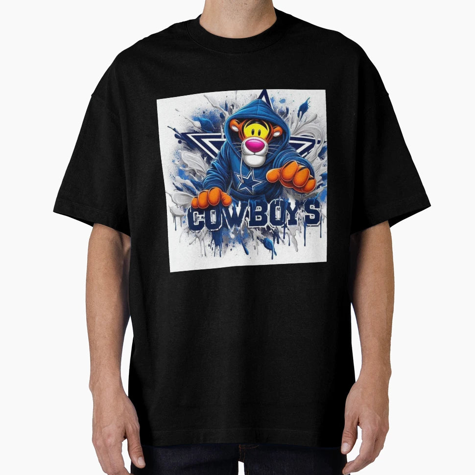 Dallas Cowboys Tiger Cartoon Shape T-Shirt - Custom Art Print Unisex - T-Shirt, Sweatshirt, Hoodie