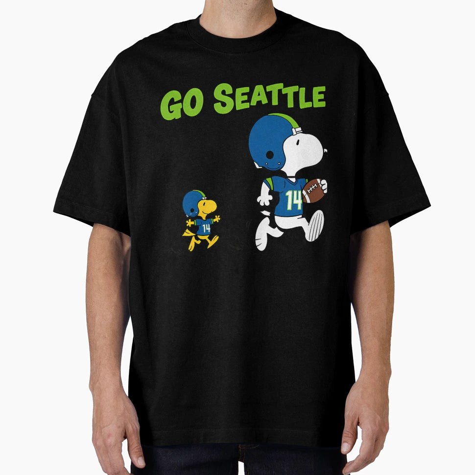 Seattle Seahawks Snoopy And Woodstock T-Shirt - Custom Art Print Men Women - T-Shirt, Sweatshirt, Hoodie