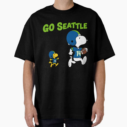 Seattle Seahawks Snoopy And Woodstock T-Shirt - Custom Art Print Men Women - T-Shirt, Sweatshirt, Hoodie