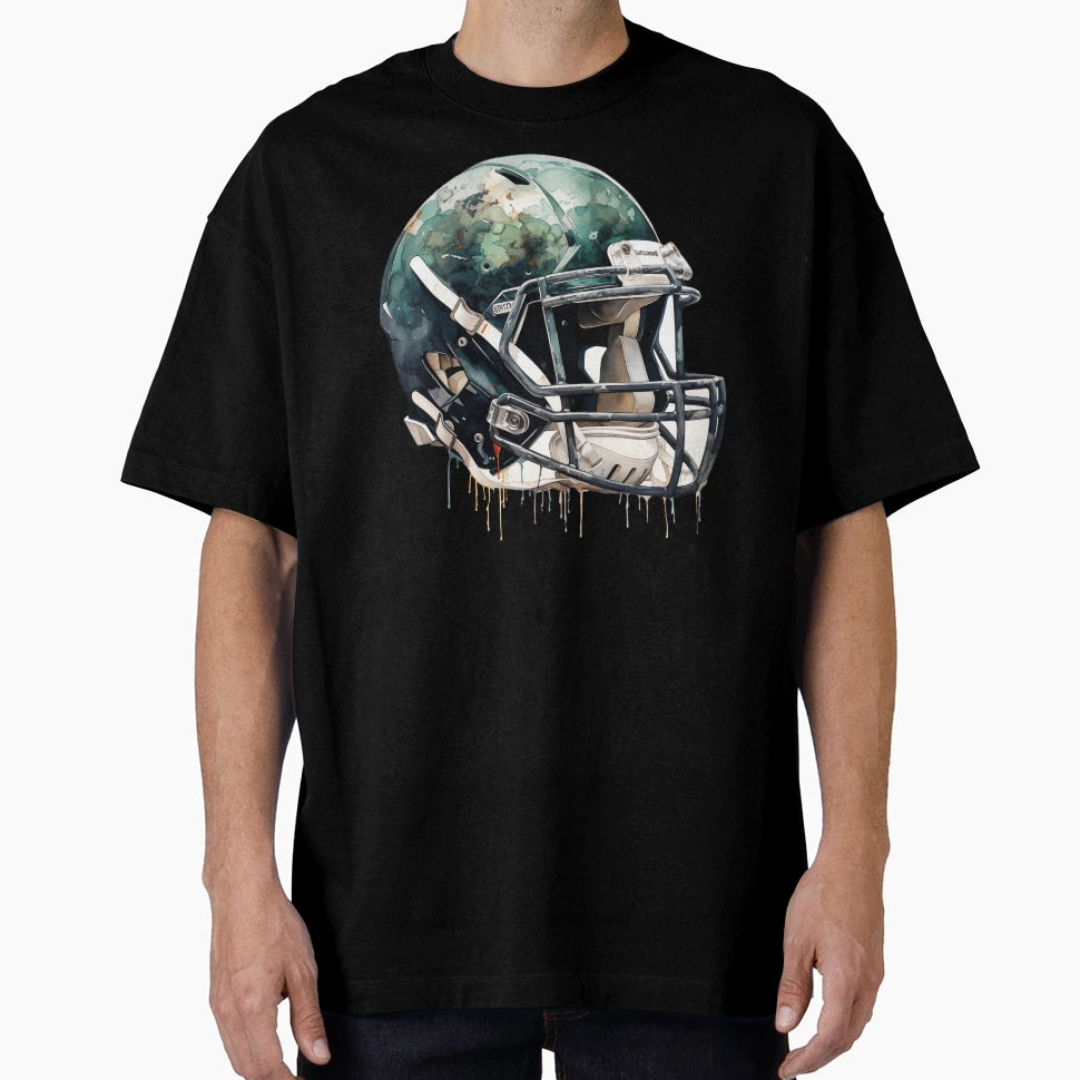 American Football Helmet Green T-Shirt - Aesthetic Graphic Men Women - T-Shirt, Sweatshirt, Hoodie