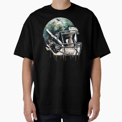 American Football Helmet Green T-Shirt - Aesthetic Graphic Men Women - T-Shirt, Sweatshirt, Hoodie