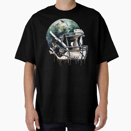 American Football Helmet Green T-Shirt - Aesthetic Graphic Men Women - T-Shirt, Sweatshirt, Hoodie