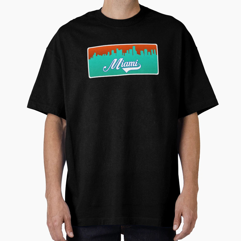 Miami Football Skyline T-Shirt - Unique Graphic for Adults - T-Shirt, Sweatshirt, Hoodie
