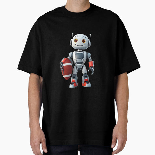 Smiling Robot Football Futuristic T-Shirt - Fun Novelty Design Men Women - T-Shirt, Sweatshirt, Hoodie
