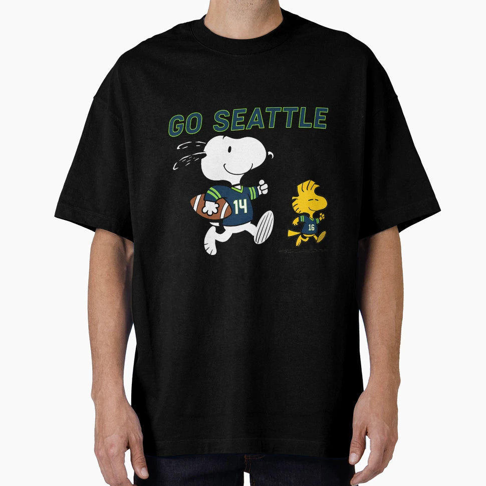 Snoopy Seattle Seahawks Football Go T-Shirt - Novelty Apparel for Adults - T-Shirt, Sweatshirt, Hoodie