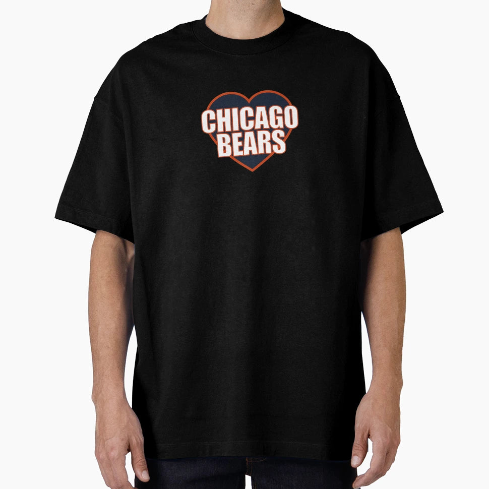 Chicago Bears Heart T-Shirt - Minimalist Print for Adults - T-Shirt, Sweatshirt, Hoodie