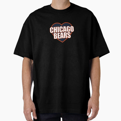 Chicago Bears Heart T-Shirt - Minimalist Print for Adults - T-Shirt, Sweatshirt, Hoodie