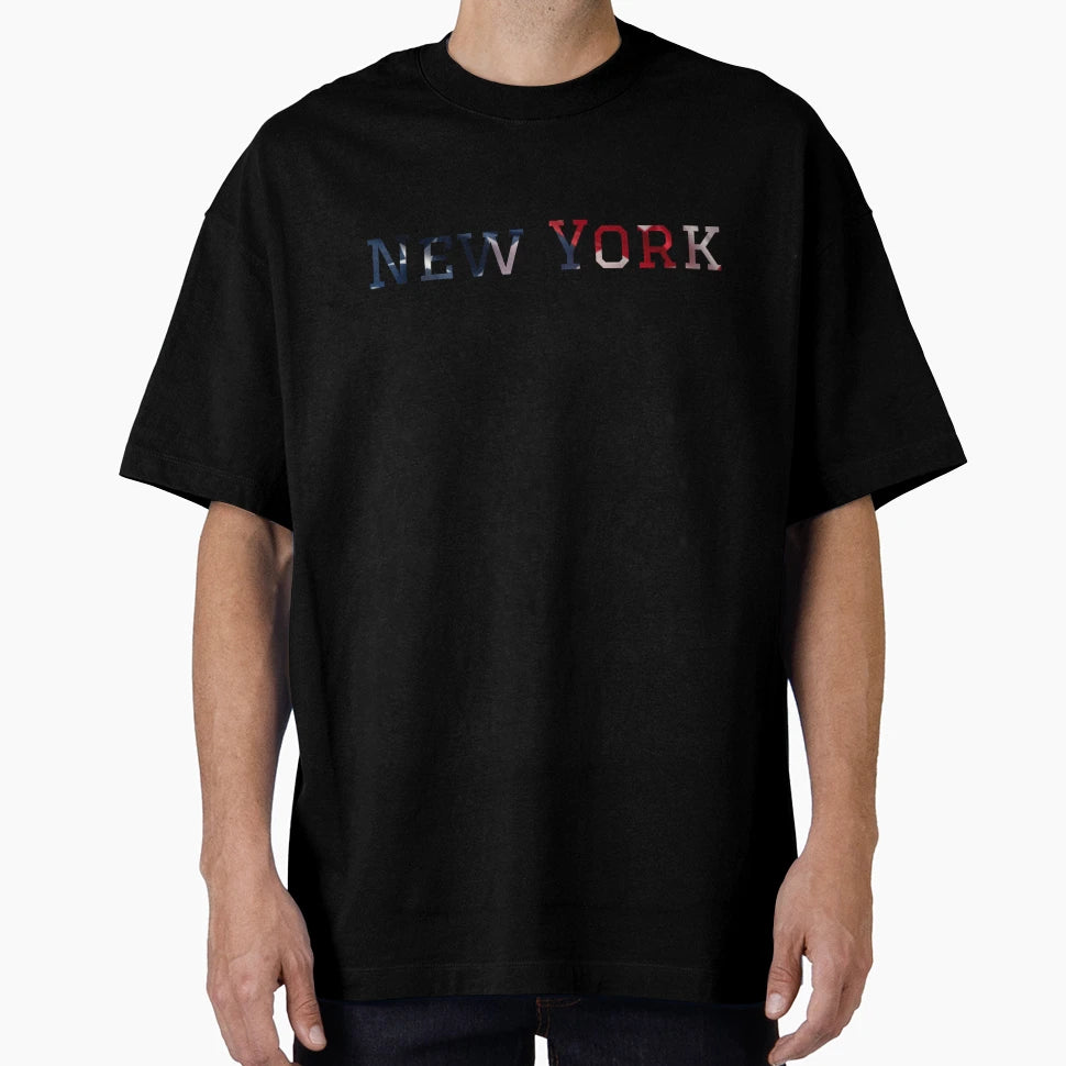 New York Usa Flag Typography Stars And T-Shirt - Aesthetic Graphic Unisex - T-Shirt, Sweatshirt, Hoodie
