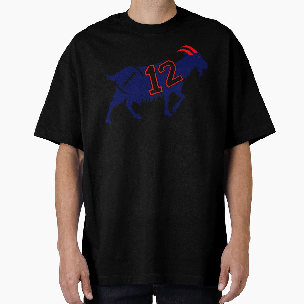 New England Football Goat 12 T-Shirt - Unique Graphic Men Women - T-Shirt, Sweatshirt, Hoodie