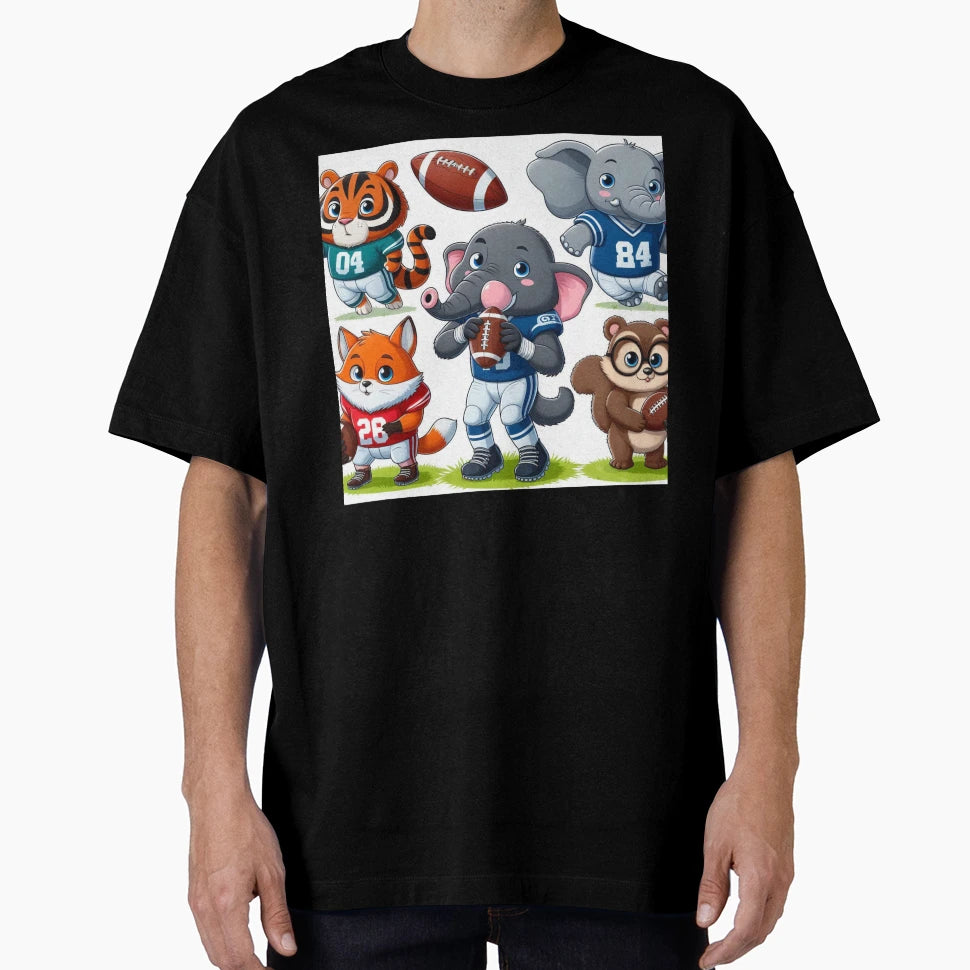 Animals Playing Football T-Shirt - Aesthetic Graphic for Adults - T-Shirt, Sweatshirt, Hoodie