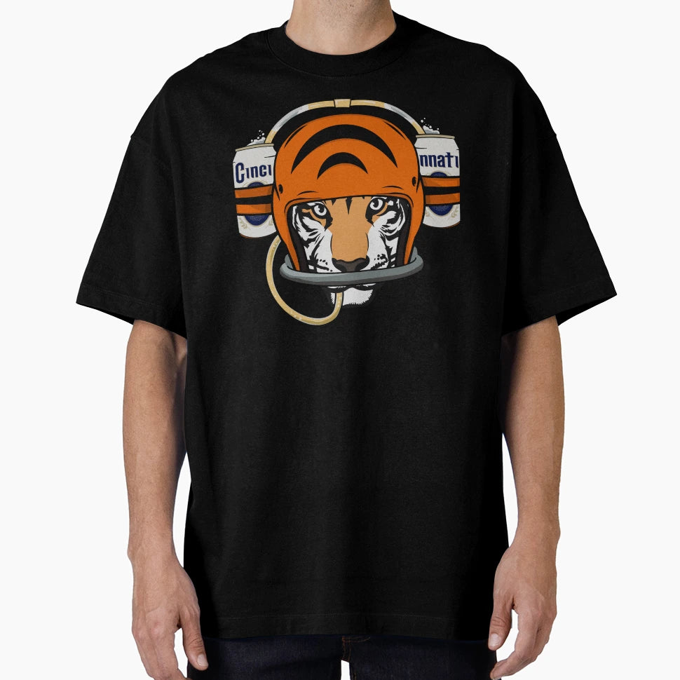Cincinnati Football Beer Helmet T-Shirt - Casual Everyday Wear Men Women - T-Shirt, Sweatshirt, Hoodie