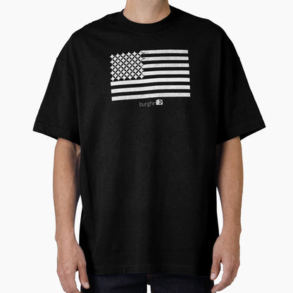 American Flag Burghr Black White T-Shirt - Custom Art Print Men Women - T-Shirt, Sweatshirt, Hoodie