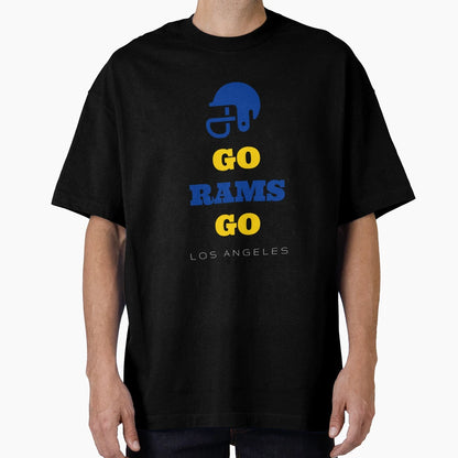 Go Rams Go Helmet And Team Colors T-Shirt - Fun Novelty Design Men Women - T-Shirt, Sweatshirt, Hoodie