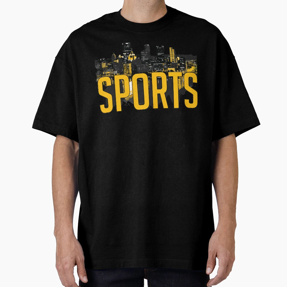 Pittsburgh Sports Skyline Black And Yellow T-Shirt - Trendy Graphic Unisex - T-Shirt, Sweatshirt, Hoodie