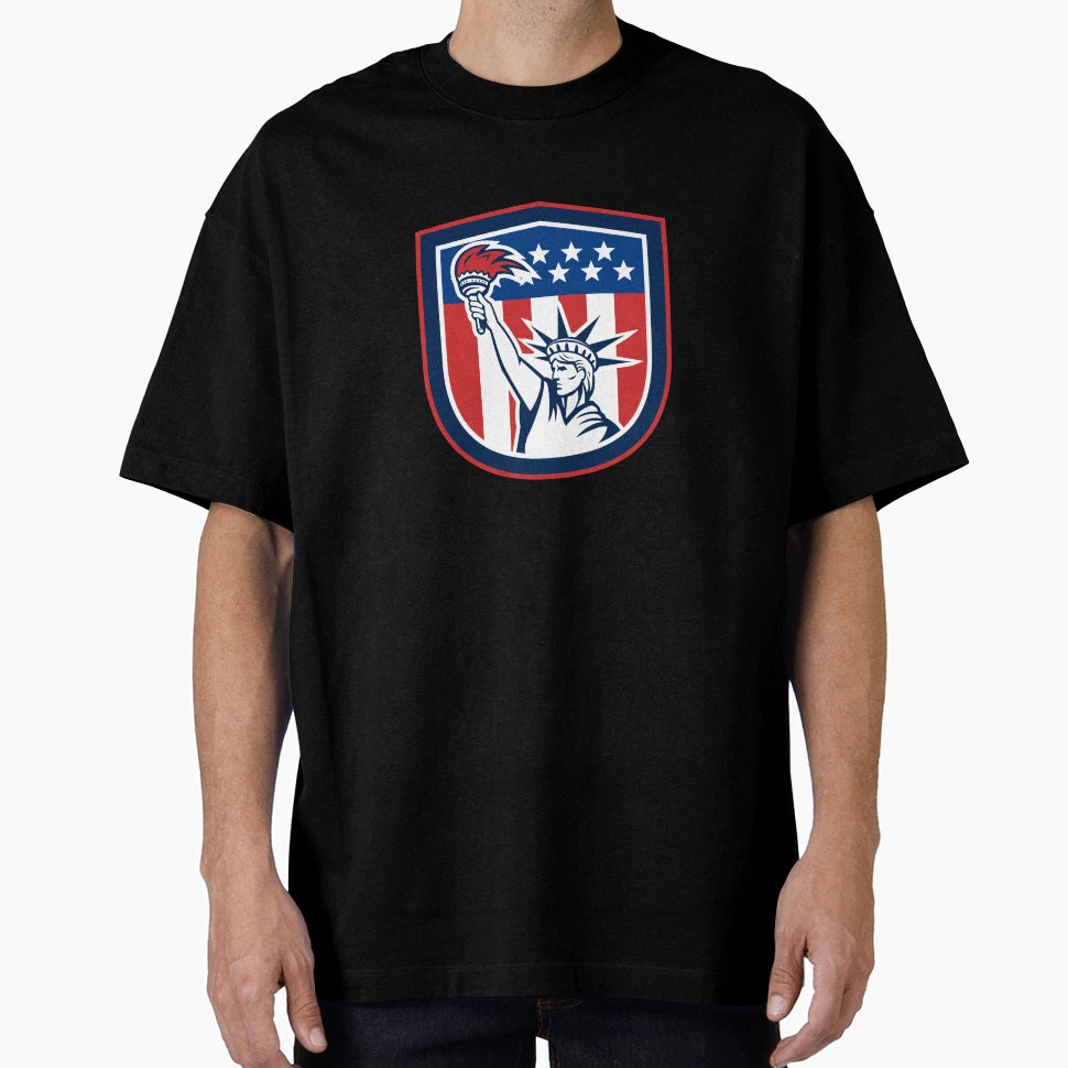 Statue Liberty Holding Flaming Torch T-Shirt - Novelty Apparel for Adults - T-Shirt, Sweatshirt, Hoodie
