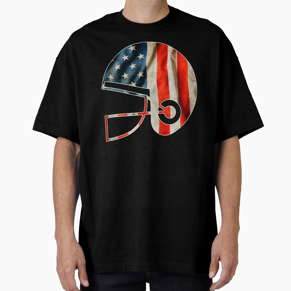American Football Helmet Us Flag T-Shirt - Novelty Apparel Unisex - T-Shirt, Sweatshirt, Hoodie