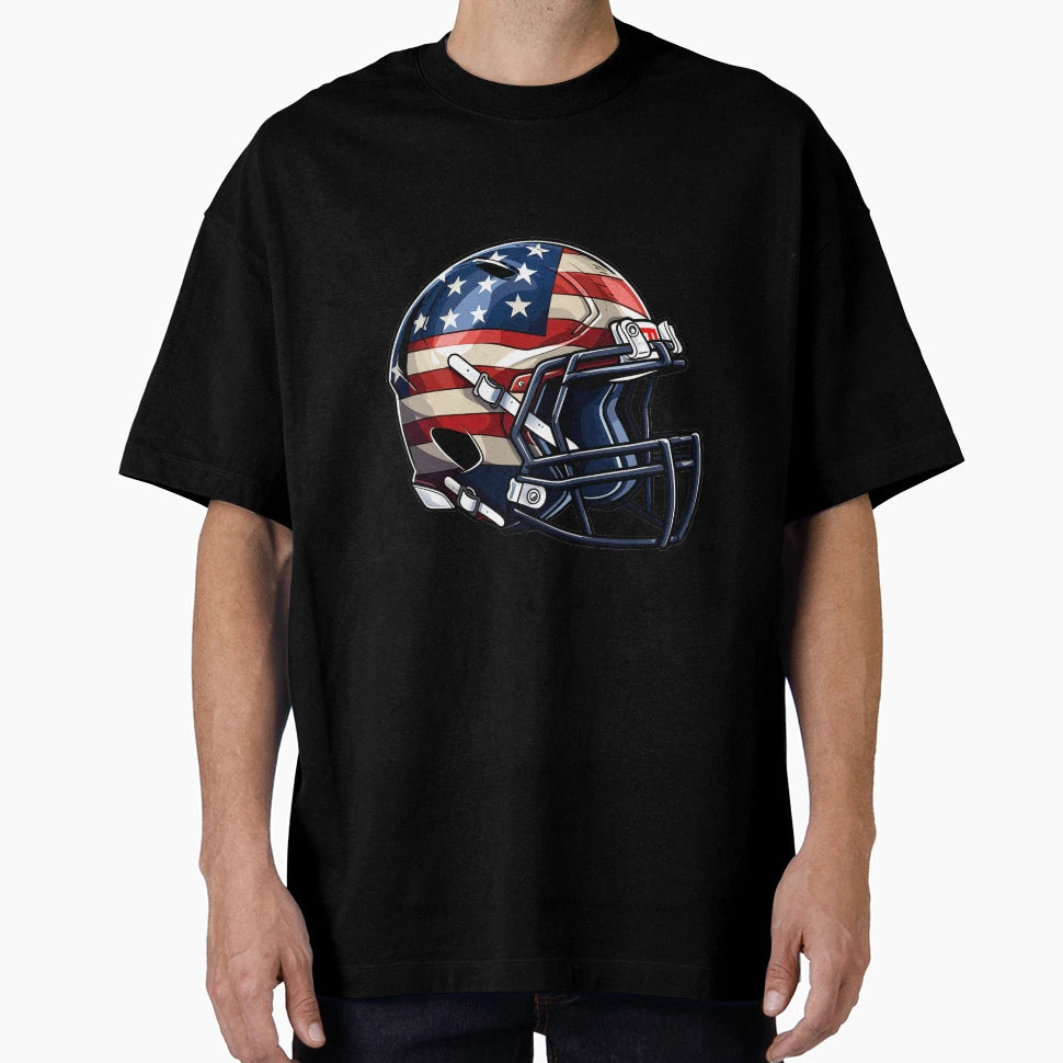 American Flag Football Helmet T-Shirt - Graphic Print Unisex - T-Shirt, Sweatshirt, Hoodie